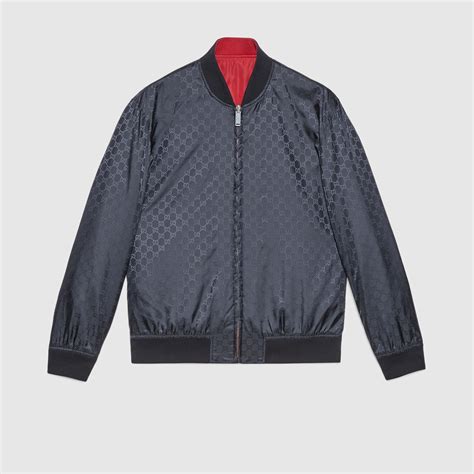 reversible gg jacquard nylon bomber jacket gucci|Gucci Bomber Jackets & Trenchcoats for Women .